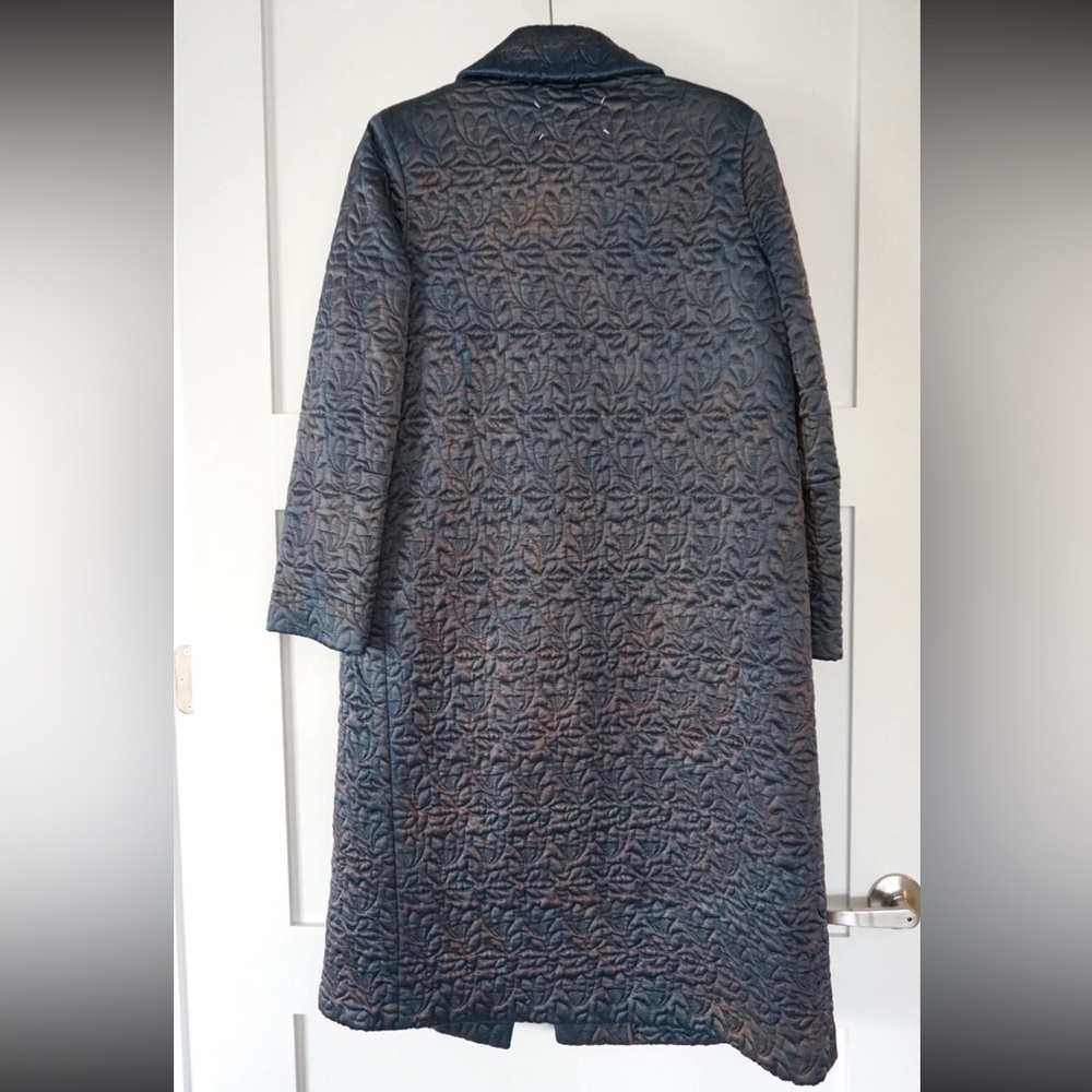 Maison Margiela Single Breasted Midi Coat Blue Sheen Womens Size 36 NWT - Picture 5 of 6